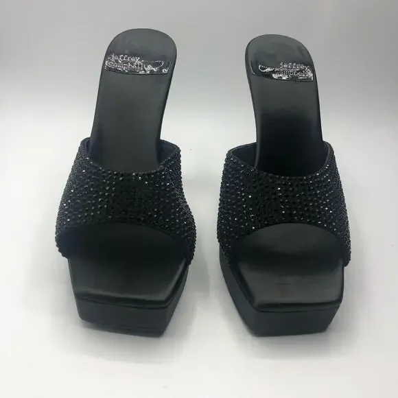 Jeffrey Campbell HollywoodJ Rhinestone Platform Square Toe Mule Black US 8 - Picture 3 of 11
